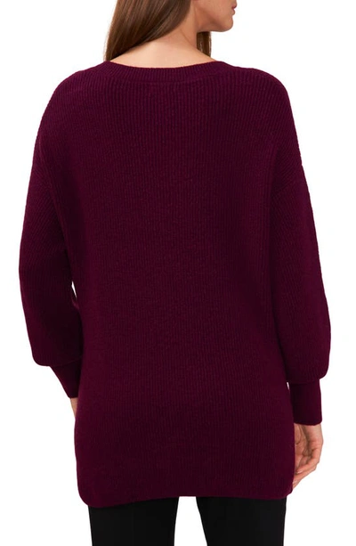 Shop Halogen (r) V-neck Tunic Sweater In Deep Ruby