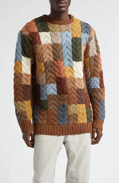 Shop Beams Wool Crewneck Sweater In Cable 92