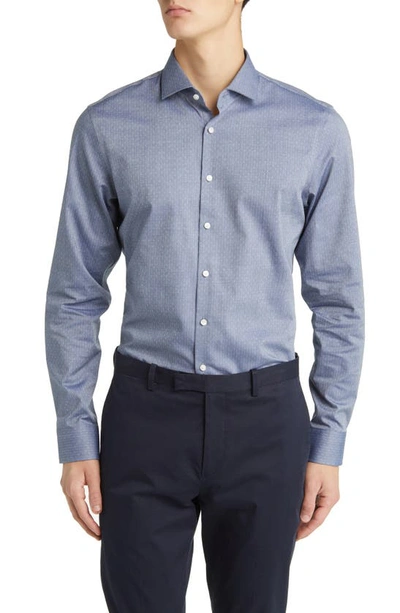 Shop Nordstrom Extra Trim Fit Non-iron Microdot Cotton Dress Shirt In Navy - White Jinx Dots