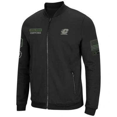 Shop Colosseum Black Cent. Michigan Chippewas Oht Military Appreciation High-speed Bomber Full-zip Jacket