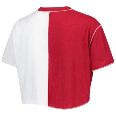 Shop Zoozatz Crimson/white Oklahoma Sooners Colorblock Cropped T-shirt