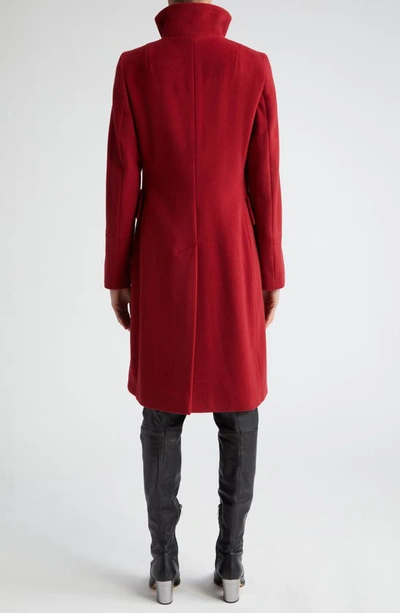 Akris Punto Stand Collar Wool Blend Coat In 064 Dark Red