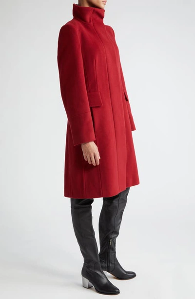 Shop Akris Punto Stand Collar Wool Blend Fleece Coat In 064 Dark Red