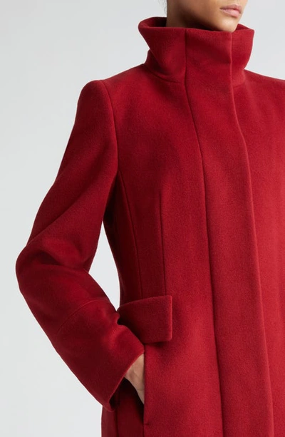 Akris Punto Stand Collar Wool Blend Coat In 064 Dark Red