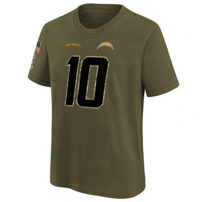 Shop Nike Youth  Justin Herbert Olive Los Angeles Chargers 2022 Salute To Service Name & Number T-shirt