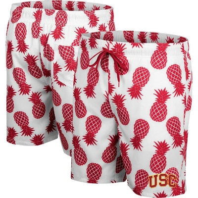 Shop Colosseum White/cardinal Usc Trojans Pineapple Swim Shorts