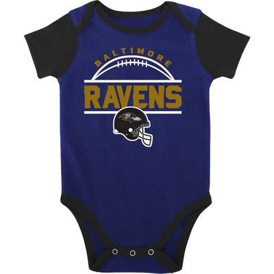 Outerstuff Newborn & Infant Purple/black Baltimore Ravens Home Field Advantage Three-piece Bodysuit, In Purple