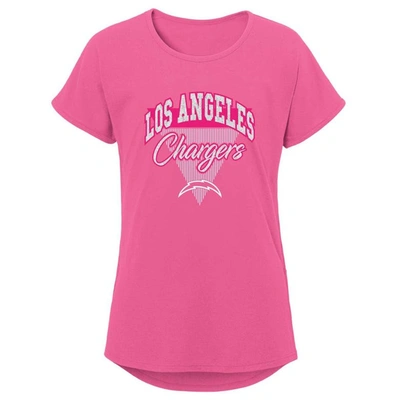 Shop Outerstuff Girls Youth Pink Los Angeles Chargers Playtime Dolman T-shirt