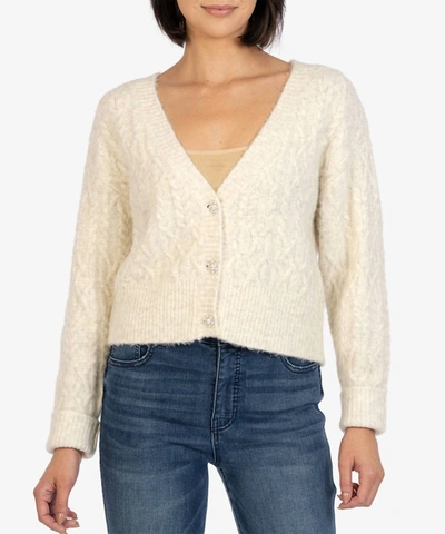 Shop Kut From The Kloth Petra Button Down Crop Cardigan In Ivory In Multi