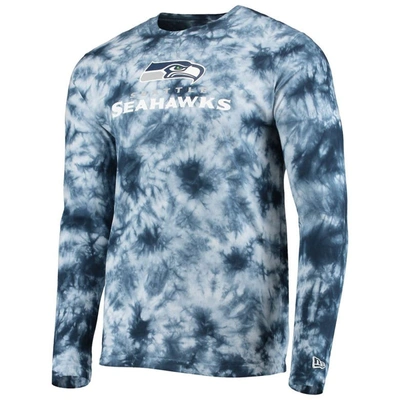 Shop New Era College Navy Seattle Seahawks Tie-dye Long Sleeve T-shirt