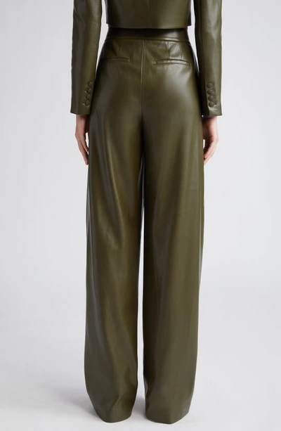 Shop Alice And Olivia Pompey Faux Leather Trousers In Olive