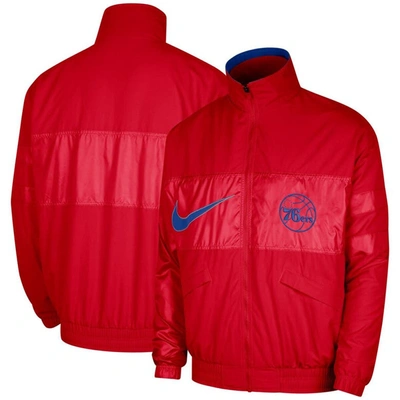 Shop Nike Red Philadelphia 76ers Courtside Versus Capsule Full-zip Jacket