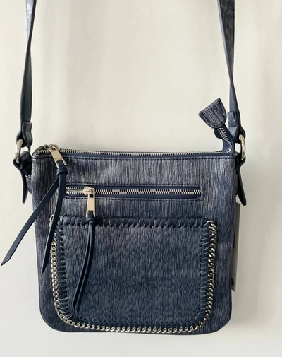 Shop Sondra Roberts Metallic Woven Crossbody Bag In Blue