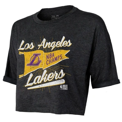 Shop Majestic Threads Black Los Angeles Lakers 2020 Nba Finals Champions Crop Top T-shirt