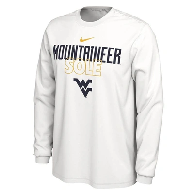Shop Nike White West Virginia Mountaineers 2023 On Court Bench Long Sleeve T-shirt