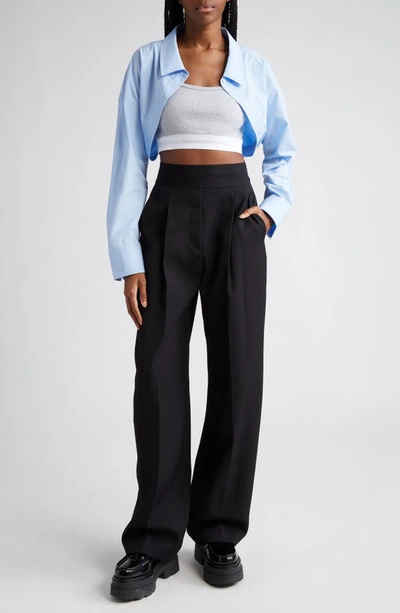 Shop Alexander Wang Layered Crop Bolero In 423 Chambray Blue