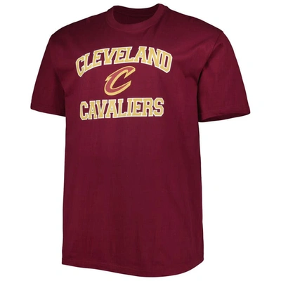 Shop Profile Wine Cleveland Cavaliers Big & Tall Heart & Soul T-shirt In Maroon