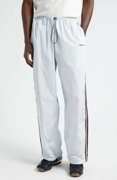 Shop Y-3 X Wales Bonner 3-stripes Recycled Nylon Track Pants In Blue Tint