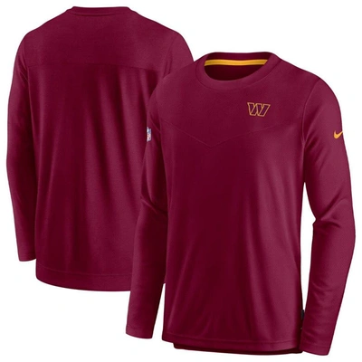 Shop Nike Burgundy Washington Commanders Sideline Lockup Performance Long Sleeve T-shirt