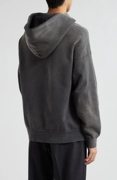 Shop Visvim Jumbo Distressed Oversize Cotton Fleece Hoodie In Black