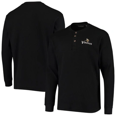 Shop Dunbrooke Black Minnesota Vikings Logo Maverick Thermal Henley Long Sleeve T-shirt