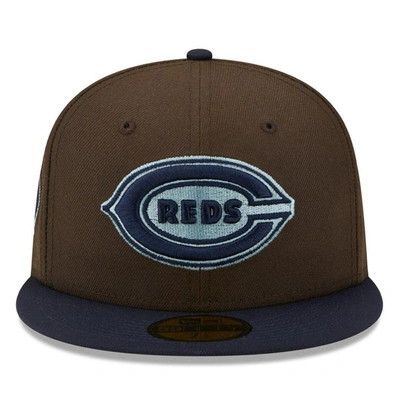 Shop New Era Brown/navy Cincinnati Reds  1938 Mlb All-star Game Walnut 9fifty Fitted Hat
