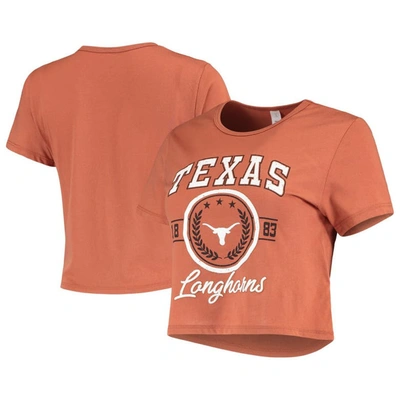 Shop Zoozatz Texas Orange Texas Longhorns Core Laurels Cropped T-shirt In Burnt Orange