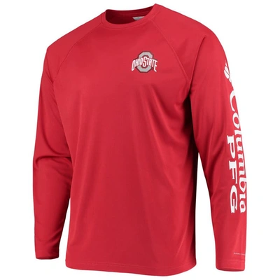 Shop Columbia Scarlet Ohio State Buckeyes Terminal Tackle Omni-shade Raglan Long Sleeve T-shirt