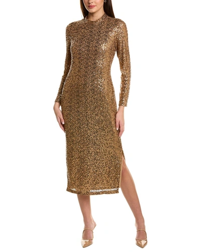 Shop Anne Klein Sequin Midi Dress In Brown