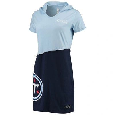 Shop Refried Apparel Light Blue/navy Tennessee Titans Sustainable Hooded Mini Dress