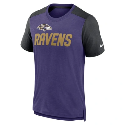 Shop Nike Heathered Purple/heathered Black Baltimore Ravens Color Block Team Name T-shirt In Heather Purple