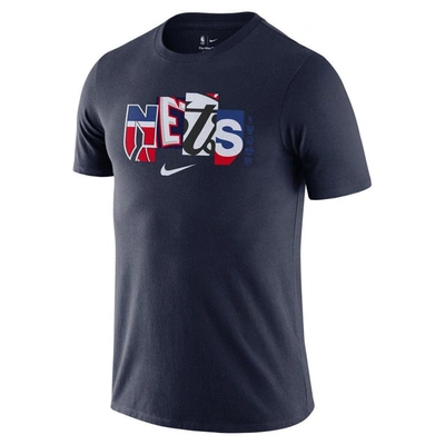 Nike Men's  Navy Brooklyn Nets 2021/22 City Edition Essential Wordmark Collage T-shirt In Navy