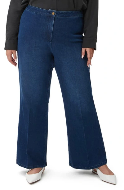 Pari Passu Dalita High Waist Wide Leg Denim Trousers In Indigo Wash
