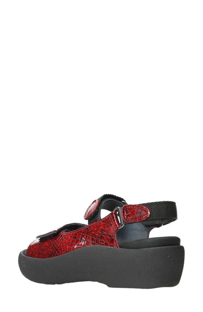 Wolky Jewel Sandal In Red Mini Croco Leather