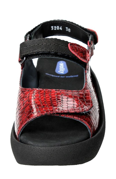 Wolky Jewel Sandal In Red Mini Croco Leather