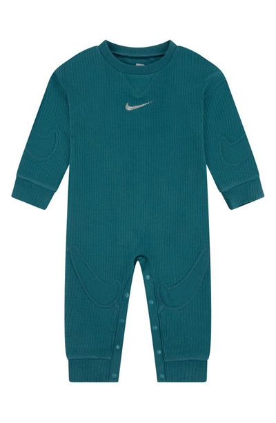 Shop Nike Ready Set Organic Cotton Rib Coveralls In Geode Teal
