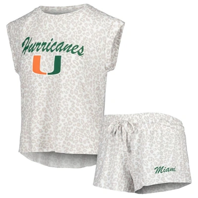 Shop Concepts Sport Cream Miami Hurricanes Montana T-shirt & Shorts Sleep Set