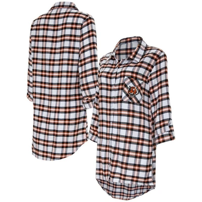 Shop Concepts Sport Black Cincinnati Bengals Sienna Plaid Full-button Long Sleeve Nightshirt