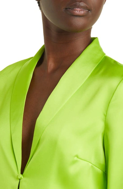Shop Something New Naomi Satin Button-up Shirt In Acid Lime