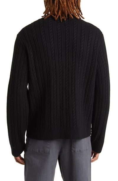 Shop Saturdays Surf Nyc Nico Cable Stitch Crewneck Merino Wool Sweater In Black