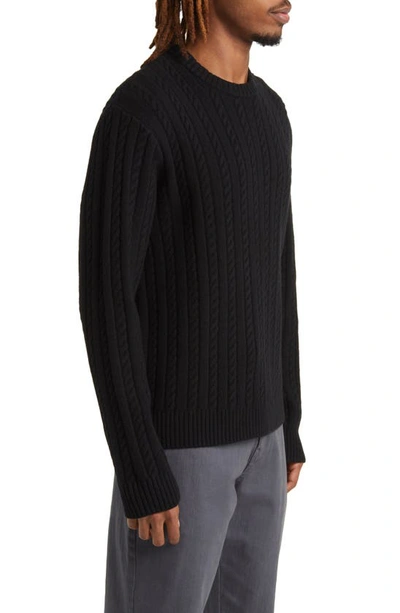 Shop Saturdays Surf Nyc Nico Cable Stitch Crewneck Merino Wool Sweater In Black