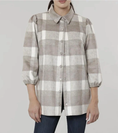 Shop Dolce Cabo Plaid Shacket In Taupe In Grey