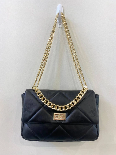 German Fuentes Black Quilted Handbag In Black