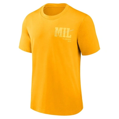 Shop Nike Gold Milwaukee Brewers Statement Game Over T-shirt