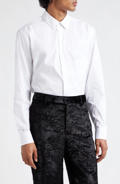 Shop Versace Cotton Poplin Button-up Shirt In Optical White