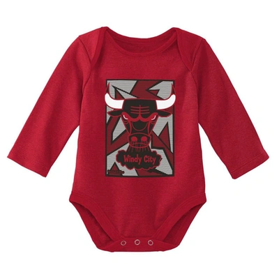 Shop Mitchell & Ness Infant  Black/red Chicago Bulls Hardwood Classics Bodysuits & Cuffed Knit Hat Set
