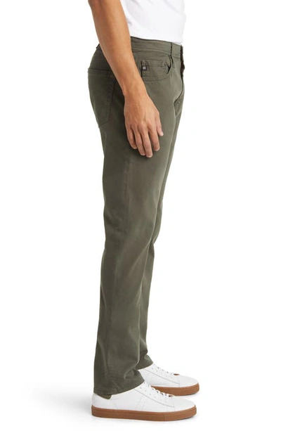 Shop Ag Everett Sueded Stretch Sateen Slim Straight Leg Pants In Forest Moss