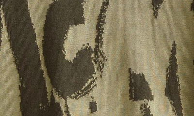 Shop Alexander Mcqueen Shadow Graffiti Logo Wool Blend Sweater In Khaki Green