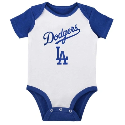 Shop Outerstuff Infant White/heather Gray Los Angeles Dodgers Two-pack Little Slugger Bodysuit Set
