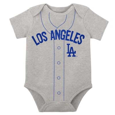 Shop Outerstuff Infant White/heather Gray Los Angeles Dodgers Two-pack Little Slugger Bodysuit Set